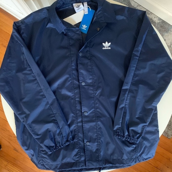 Adidas Original Trefoil Coach Jacket Navy Men’s Size Medium New - Picture 1 of 8